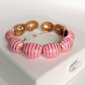 Cuff Pink Bracelet | Handcrafted 22K Gold Tone | Enameled Adjustable Jewelry